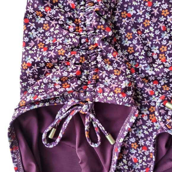 Sanctuary 1 Piece Retrograde Micro Garden Side Tie Ruched Swimsuit Size M - Picture 8 of 16